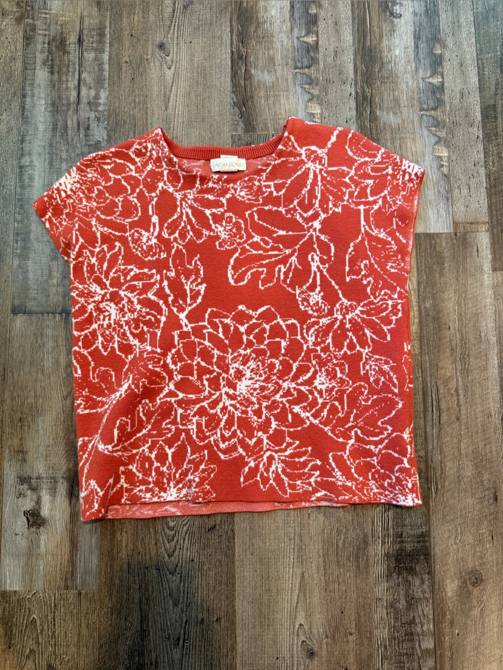 Rust Floral Knit Top
